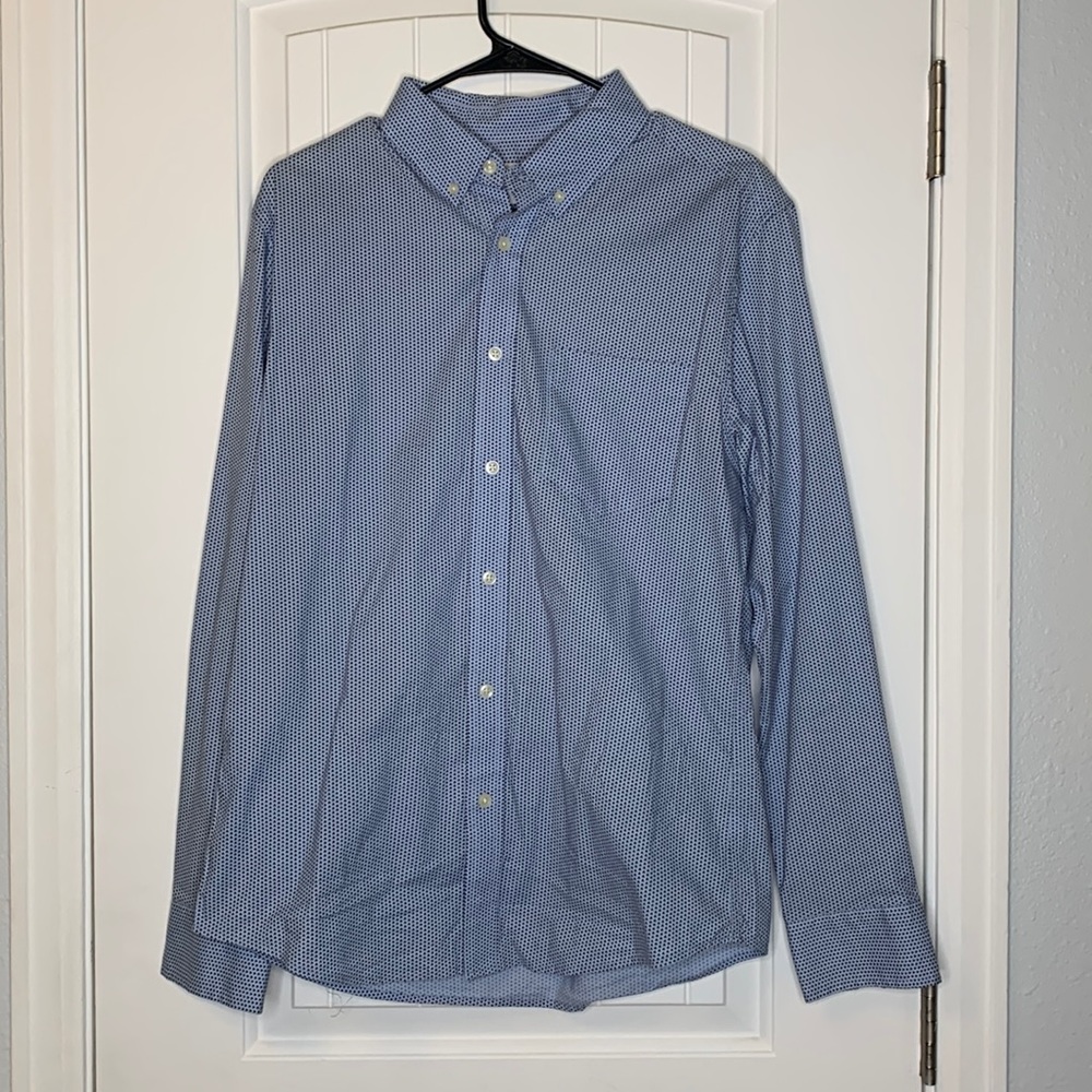Light Blue Pattered Button Up Dress Shirt Mens Size M